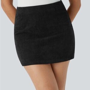 HALARA Black Corduroy Mini Skirt